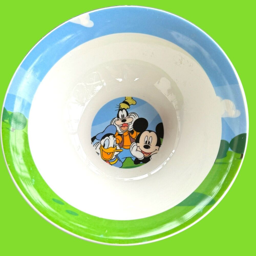 Disney Mickey Mouse Goofy Donald Duck Vintage Cereal Bowl Ceramic 7” Rare Style